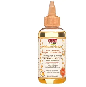 African Pride Moisture Miracle Oil Essential 5 Oil 4oz - Strengthens & Protects with Vitamin E, Seals in Moisture & Natural Coils & Curly Hair