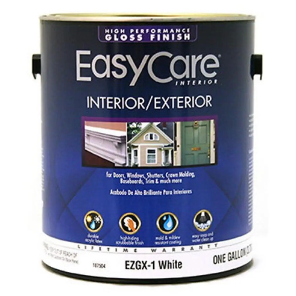 212 MAIN EZGX 100% Acrylic High Gloss Paint - Model 187504, White Glossy Finish, Interior/Exterior Use, Pack of 4, Easycare, Check Mol Restricted, VOC Less Than 150g/L, Voc Less Than 150 Grams Per Liter
