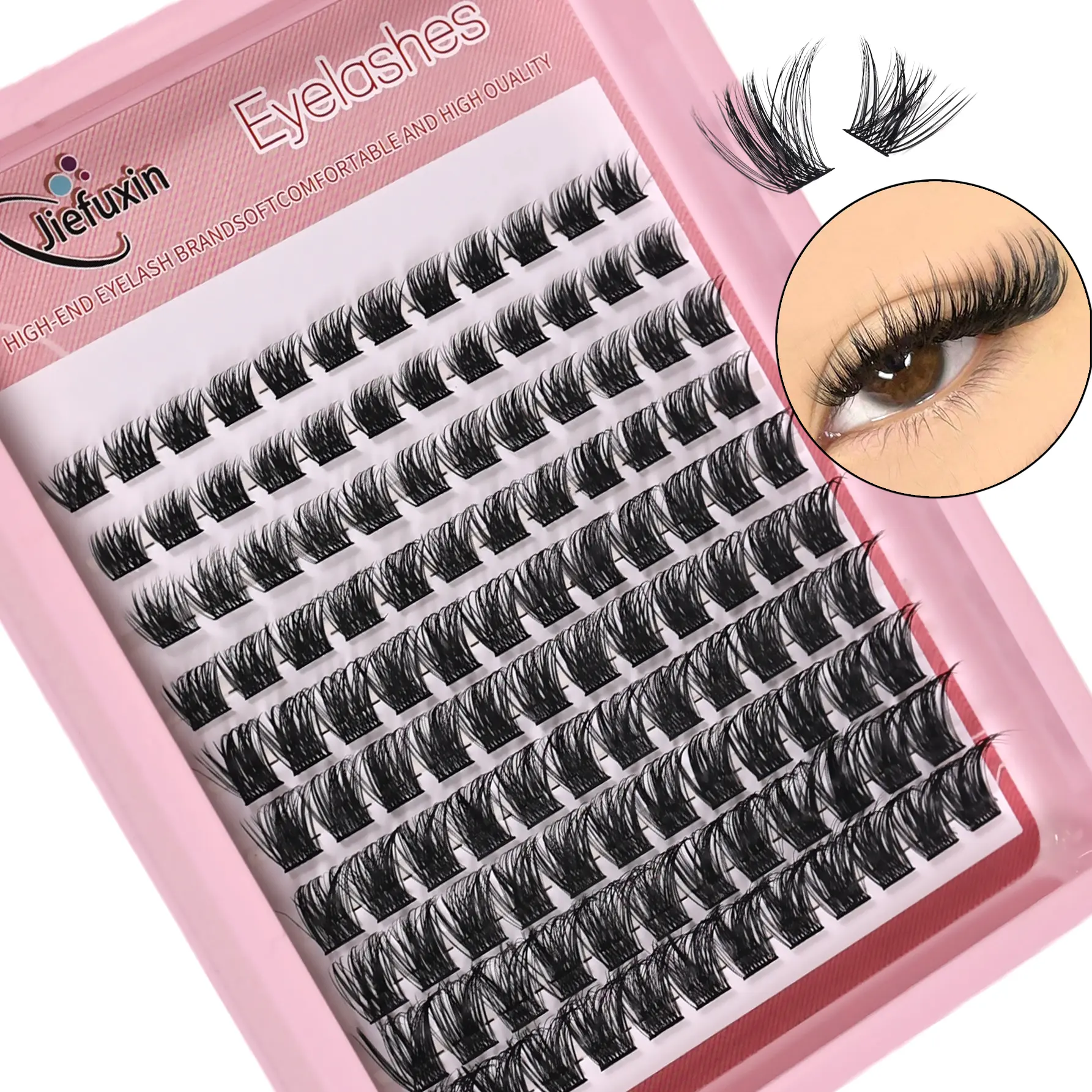 Lash Clusters 120pcs, 8-16mm Wispy Individual Lashes, Natural Look D Curl, Fluffy Cluster Lashes, DIY Eyelash Extension Kit