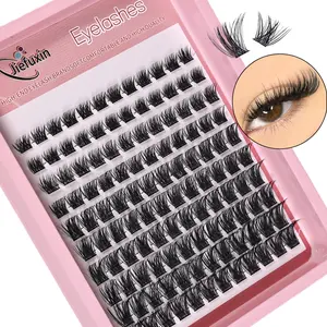 Lash Clusters 120pcs, 8-16mm Wispy Individual Lashes, Natural Look D Curl, Fluffy Cluster Lashes, DIY Eyelash Extension Kit