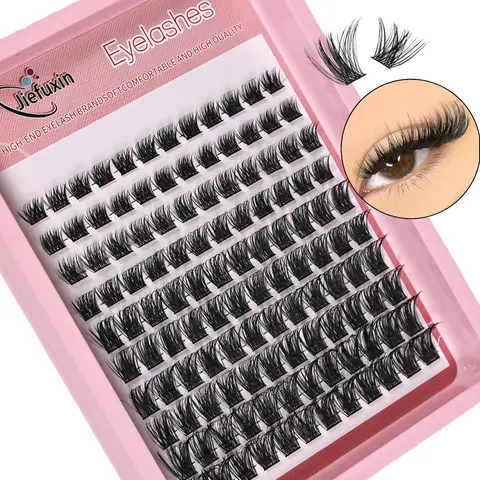 Lash Clusters 120pcs, 8-16mm Wispy Individual Lashes, Natural Look D Curl, Fluffy Cluster Lashes, DIY Eyelash Extension Kit