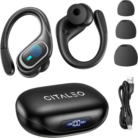 T16 Dual Bluetooth Wireless Headphone - Open-Ear Design, Active ANC, Bluetooth 5.4, Type-C Port, 70H Playtime, IPX7 Rated, Plastic Case with Remote Control, Smart LED Battery Indicator, for Sport Calls, Work from Home, Phone/Laptop Use