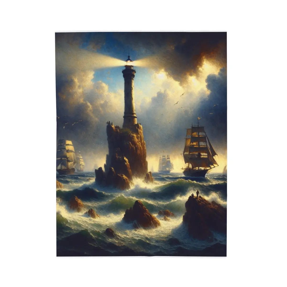 Guiding Beacon Amidst the Tempest- Plush Blanket