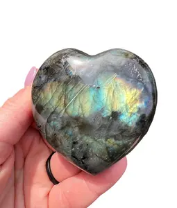 New Moon Beginnings Labradorite Heart Polished Stone - Elegant and Natural Design