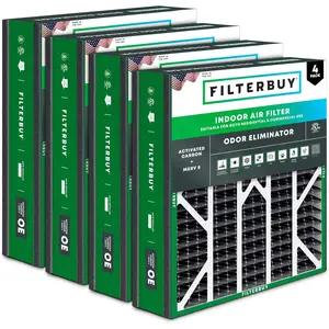 Filterbuy 20x25x5 Air Filter (4-Pack), Pleated MERV 8 Odor Eliminator HVAC AC Furnace Air Filters for Trion Air Bear