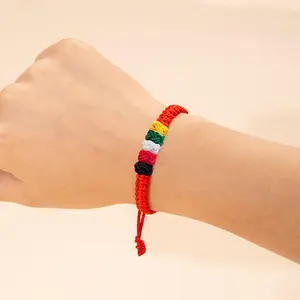 Red Protection Bracelets,Christian String Bracelet,Five Colored Gospel Adjustable Bracelet,Kabbalah Tibetan Bracelet with Cardboard,Handmade Bracelets