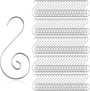 T-Antrix Ornament Hooks, Christmas Ornament Hangers, Christmas Tree Hanger Baubles Ball Metal Hooks Xmas Decoration S Hooks, 45Mm 100 PCS