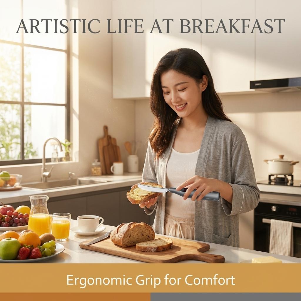 Heated Butter Knife with Digital Display - USB Rechargeable Electric Spreader, Real-Time Temperature Control, Safe Heating Kitchen Gadget for Toast, Cheese, Jam Accurate Temp Sensor Knife, Auto Warm Stainless Steel Cutter