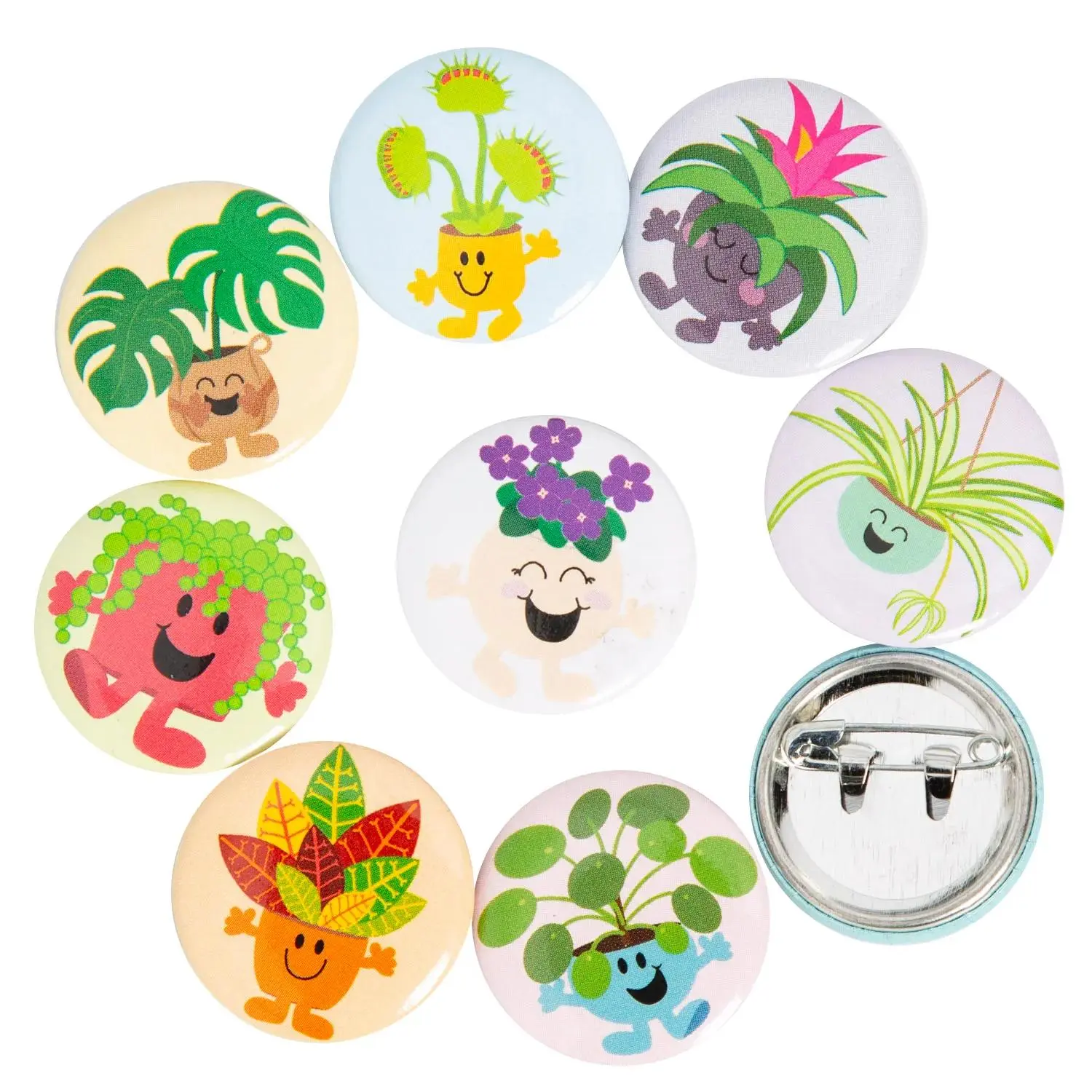 1" Bulk 48 Pc. Mini House Plant Character Metal Buttons