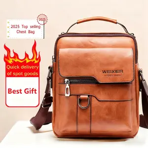 Men's Vintage PU Leather Crossbody Shoulder Bag - Business Casual, Top Handle, Minimalist, Waterproof, Adjustable Strap, Multiple Compartments, Magnetic Closure - Ideal for Daily Use, Work