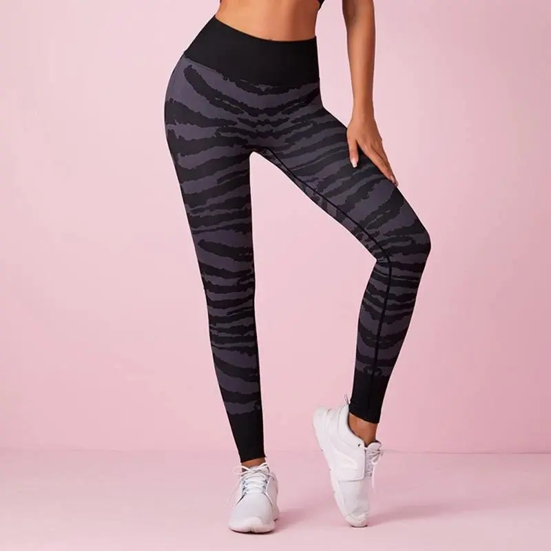 ZASUWA Zebra Pattern High Waist Skinny Leggings Z001 Fabric Womenswear Bottom Activewear