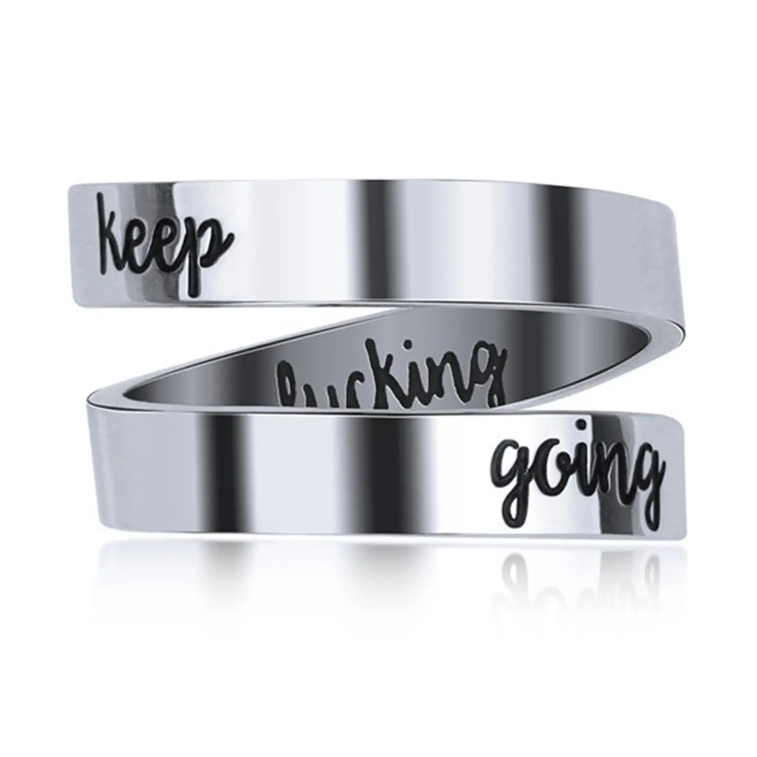 OIDEA Women's Hypoallergenic Polished Silver Stainless Steel Engravable Slim Knuckle Ring - Custom Initial, Open Adjustable Stackable Band, Engraved Text Jewelry, Birthday Gift Ideas for Female, 0.17x0.06in