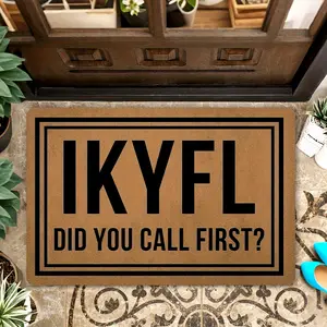 1pc IKYFL Funny Welcome Doormat - "Did You Call First?" Housewarming Gift, Non-Slip Backing, Quick-Dry Polyester Flannel Door Mat for Front Door, Machine Washable Bathroom Decor with Bold Text Design, Home Entrance, Home Decorative Rug