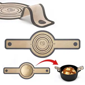 RoyalShop Silicone Bread Sling for Dutch Oven Liners - Silicone Baking Mat [Non-Stick & Heat Resistant] Reusable with Extra Long Handles Silicone Bread Baking Supplies Tools Accessories(2 PCs)