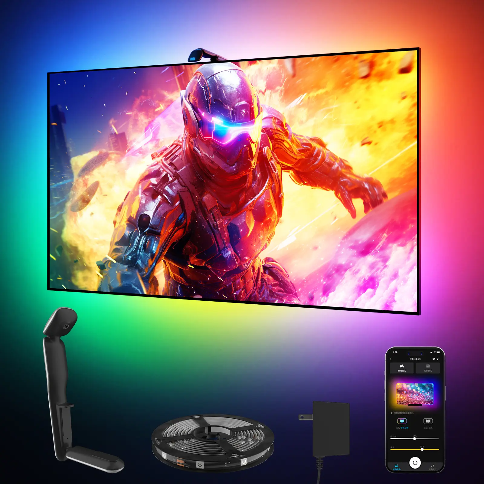 Smart TV LED Backlight Strip | App Controlled RGB Ambient Lights, Music Sync & Screen Color Adaptation for 45-65 Inch TVs