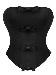 Women's Bow Decor Tube Top, Fashionable Solid Color Lace Up Corset Top, Shapewear for Women, Corset Waist Shaping