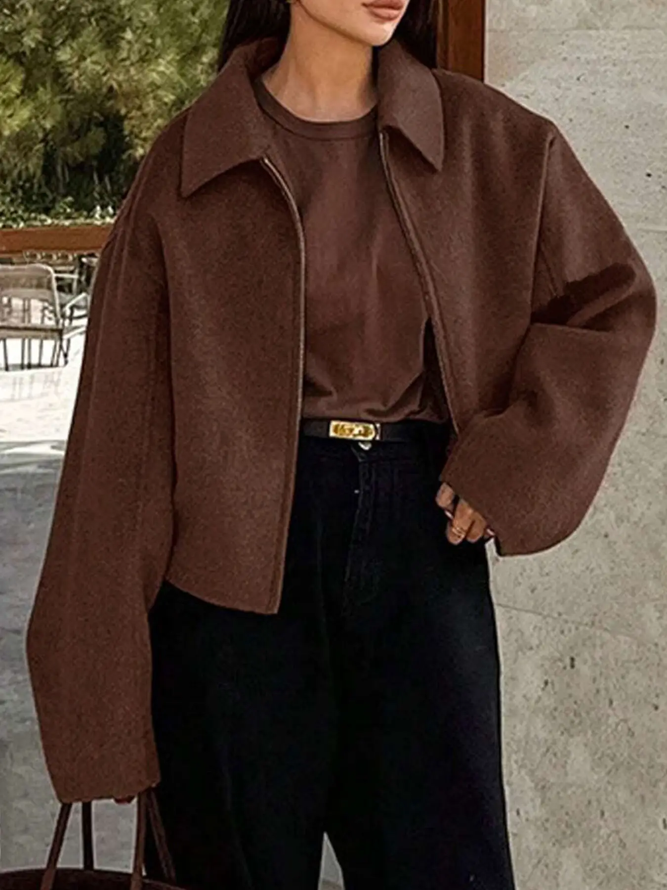 Elegant Office Wear Lightweight Blazer Jacket, Solid Color Zipper Design, Long Sleeve Fashion Outerwear for Women, Work & Casual