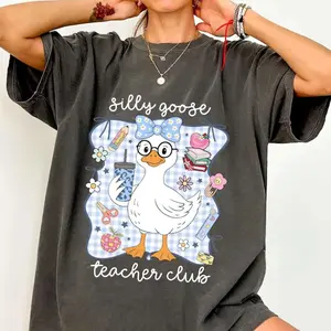 Silly Goose Teachers Club T-Shirt, Funny Back To School T-Shirt, Sublimation Print Graphics For Teachers, Cute Goose Classroom