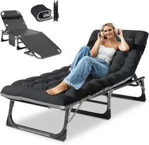 #Summervibes DoCred Folding Chaise Lounge Chair, Folding Cot, 5-Position Adjustable Heavy Duty Patio Chaise Lounges for Outside, Poolside, Beach, Lawn, Camping,summervibes