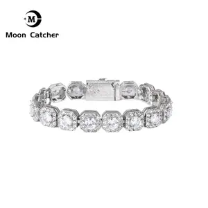 Mooncatcher Reverse Love Chi Cheng Same Style Square Rock Sugar Chain Hip Hop Chain Bracelet Fashion Trendy Full Diamond Men's Cuban Chain Chunky Jewelry Moissanite bracelets for women braceletstack matchingbracelets