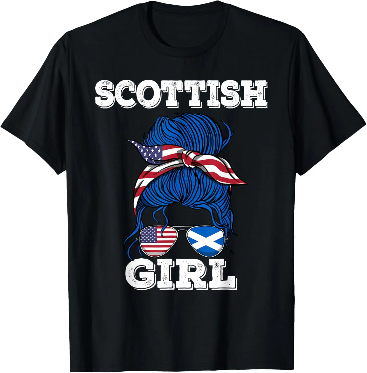 Vintage Scottish Girl Graphic T-Shirt for Women, Distressed 100% Cotton Short Sleeve Casual Everyday Clothes Top