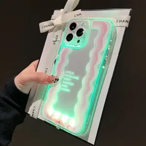 Voice Control Glowing Wave Pattern Hollow Cartoon Phone Case Cover, Unique Call Light Design, Fits iPhone 11-17 Pro/plus/pro Max