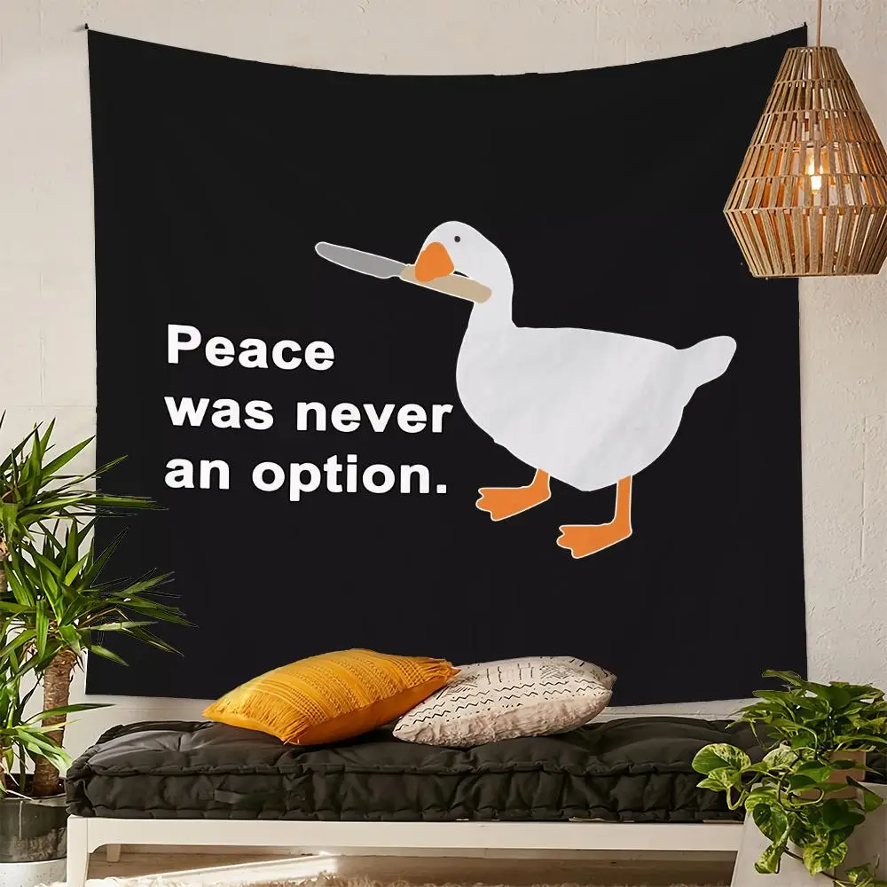Cartoon Goose & Letter Print Tapestry, 1 Count Creative Animals Pattern Hanging Cloth for Home Decor, Multi-purpose Background Cloth, Wall Decor