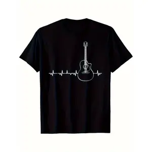 Guitar Heartbeat Pulse - Musical Theme T-Shirt 220g