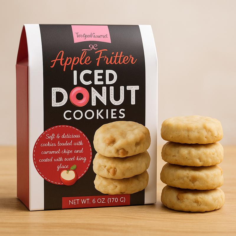 Too Good Gourmet Donut Shoppe Cookies 4-Pack Variety Glazed Donut Cinnamon Roll Apple Fritter Soft Chewy Sweet Assortment Perfect for Morning Coffee or Anytime Treat