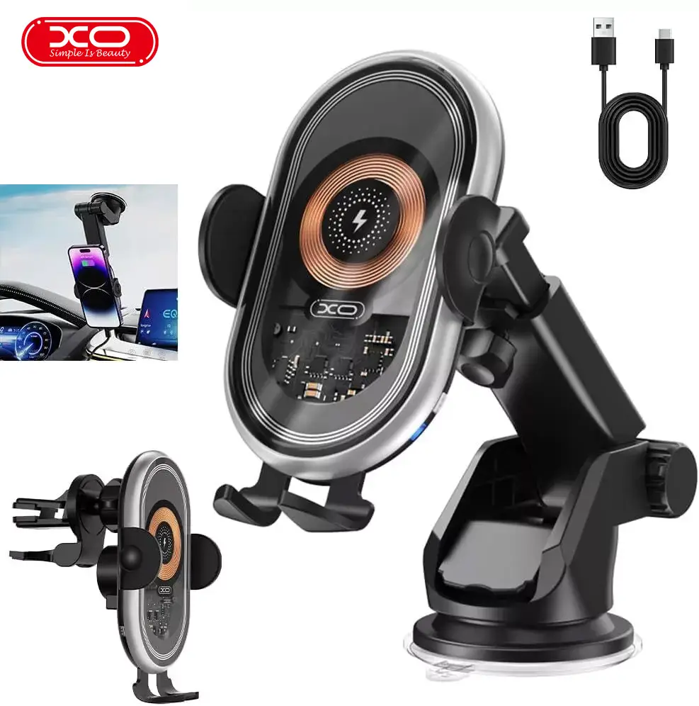 Wireless Auto-Clamping Car Charger, 15W Fast Charging Auto Clamp Car Charger Phone Stand for iPhone 16 15 14 13 12 11 Pro Max Xs, Samsung Galaxy S24