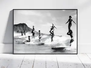Vintage Surf Print, Surfboard Poster, Black and White, Surfing Print, Beach House Decor, Surfing Poster
