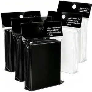 400ct Matte Card Sleeves – Black & White, Clear Front + Matte Back – Standard Size for Baseball, Football, Basketball, MTG, Trading Cards & Board Games Toploader