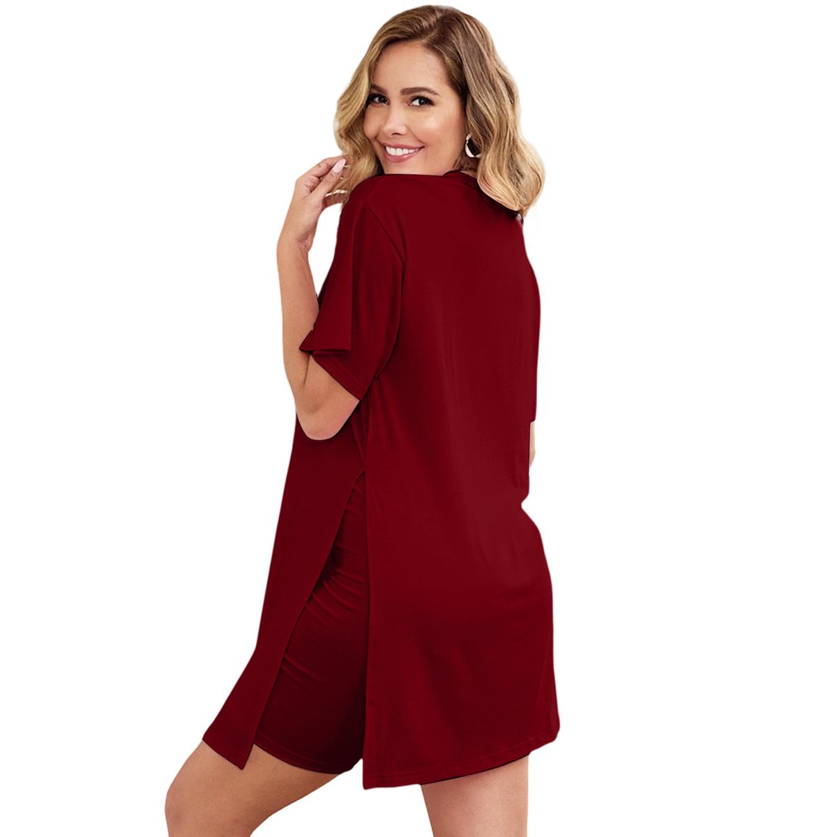 EOJN 2 Piece Outfits for Women - Short Sleeve Tunic Top & Bodycon Shorts, Breathable Loungewear, Comfortable Fashion for Outdoor Activities