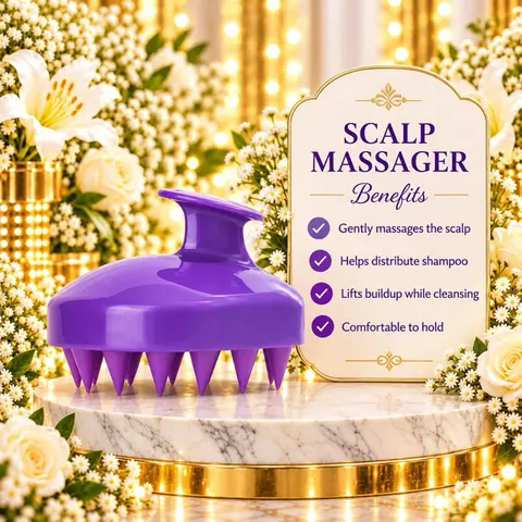 Soft Silicone Scalp Brush - Exfoliating Scrubber Body Brush, Dry Scalp Care Aid, Water-Resistant Bath Accessory for Adult Women, Accessories for Women, Pink Single Item Personal Care Tool