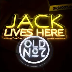 1pc Jack Lives Here LED Neon Sign, Man Cave Multi-purpose Wall Hanging Decor, Dimmable Switch, USB Powered Plastic Door Sign