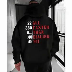 Faster Than Dialing 911 Hoodie & T Shirt – Tactical Gun Humor Hoodie for Men – Streetwear