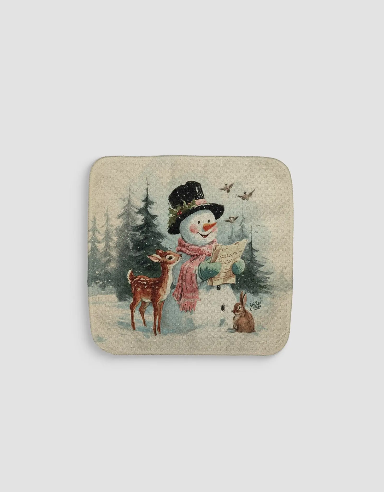 Carolers Dishcloth Set - Double-Sided Print Quick-Dry Kitchen Cleaning Cloth