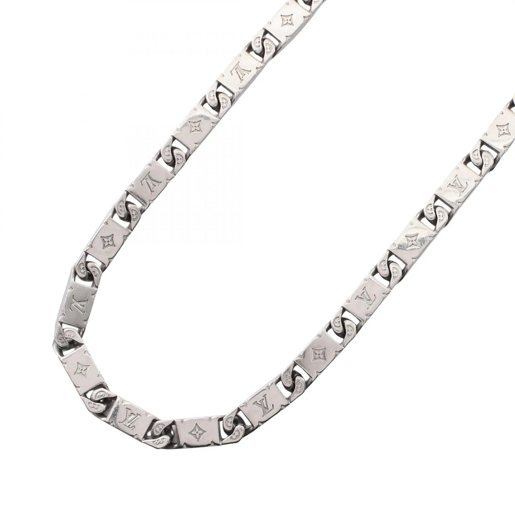 Pre-owned Louis Vuitton Stainless Small Leather Goods Monogram Necklace