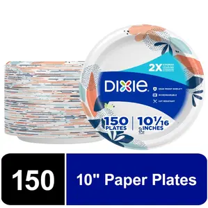 Everyday Disposable Paper Plates, 10", Multi-Color, 150 Count