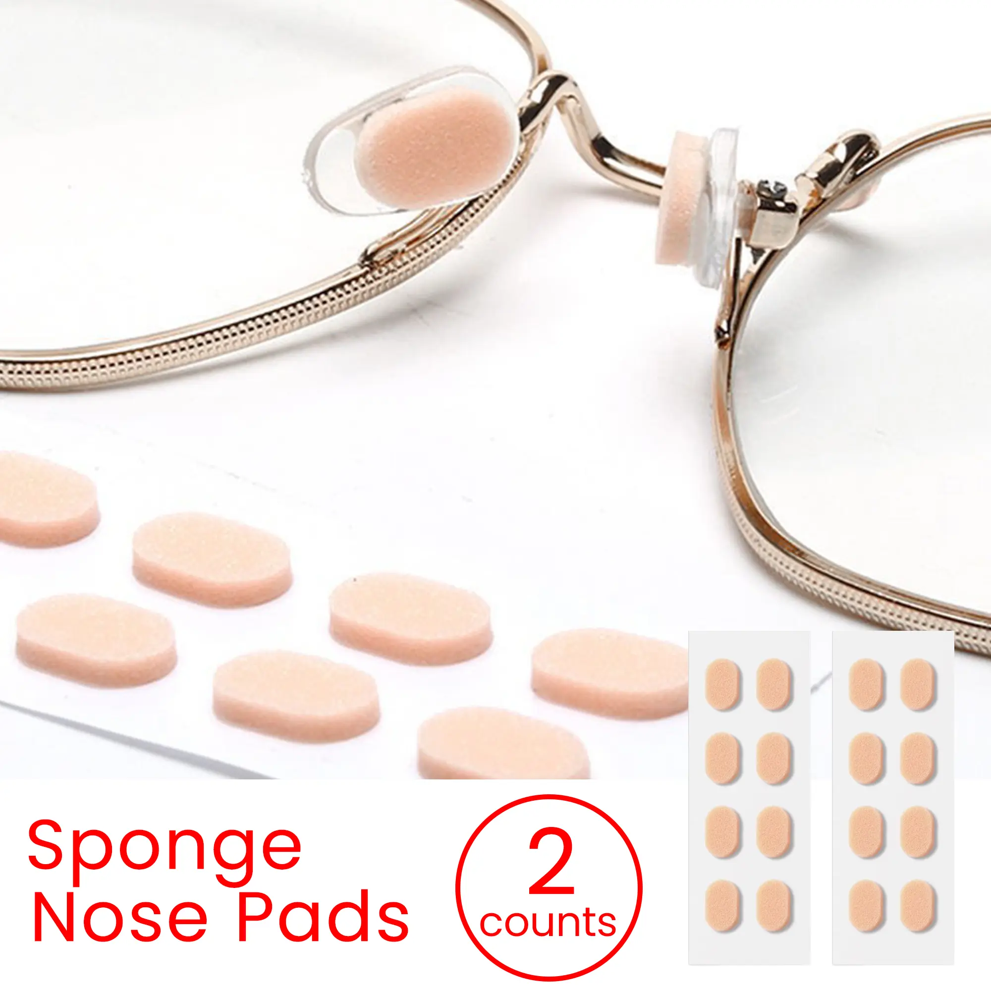 8 Pairs of Plain Foam Nose Pads, Self-Adhesive Anti-Slip Cushions for Eyeglasses and Sunglasses, Comfortable Glasses Nose Pad Replacement