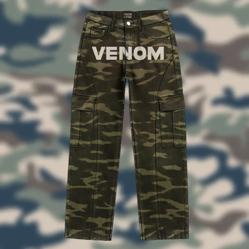 Venom ALL NEW CAMO JEANS - Stylish Baggy Straight Pants for Men - Comfortable Fit - Available in S M L XL