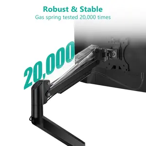 Single Monitor Arm | Fits 13-32 Inch Screens | Gas Spring Monitor Arm | Fully Adjustable Desk Mount | VESA Mount with C-Clamp & Grommet Base | Supports Flat & Curved Monitors | Load Capacity 2.2-8.98 kg | Ergonomic Monitor Stand for Office, Gaming, Study