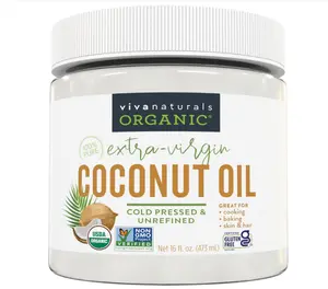 Viva Naturals Organic Coconut Oil, 16 fl oz – Unrefined, Cold-Pressed Extra Virgin Coconut Oil, USDA Organic & Non-GMO, Natural Cooking Oil, Hair Oil & Skin Oil