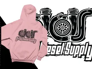Dirty Diesel Supply Turbo Logo Outline Hooded Sweatshirt - Super Soft Gildan SC500 Midweight Menswear - Print, Sweaters Outdoor Stylish Pullover Long Sleeve Tops