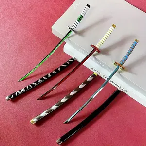 10inch 25cm Metal Katana Action Figure Mini Small Handheld Ainme Demon Sword Figurine Green Iron Ninja Knife Damascus Sword Blade Real Size Japanese Katana Original Samurai Sabre Toy Gift