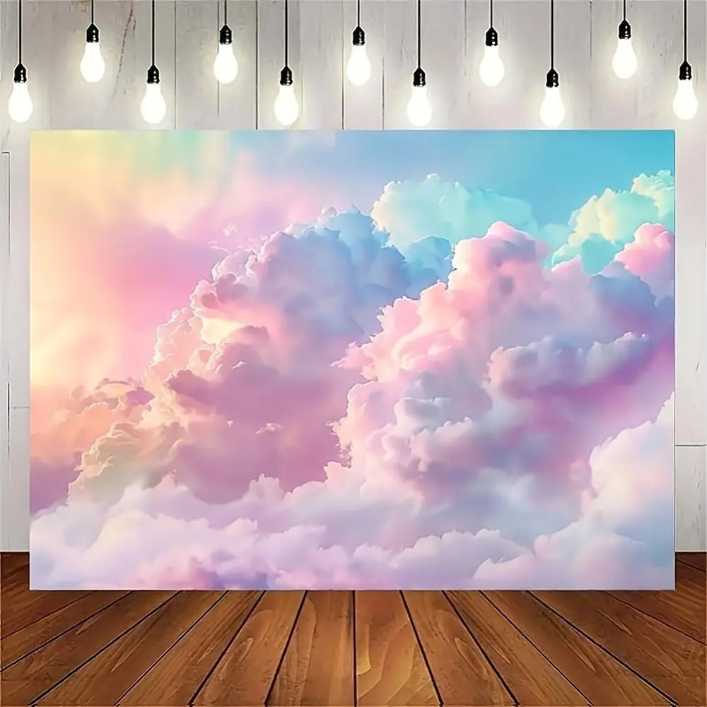 1pc 2D Flat T/ft Dream Cloud Backdrop - Vivid Color Gradient Design for Indoor/Outdoor Memorable Celebratory Party Decorations (Home & Festive Party Supplies)
