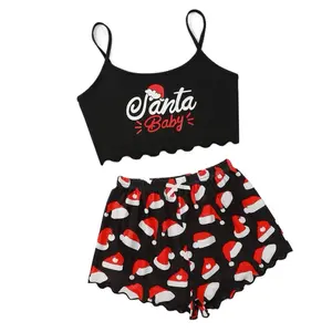 Christmas-Themed Women's Pajamas Set - Breathable and Comfortable Loungewear with Festive Print - Outfit, Pajama Set