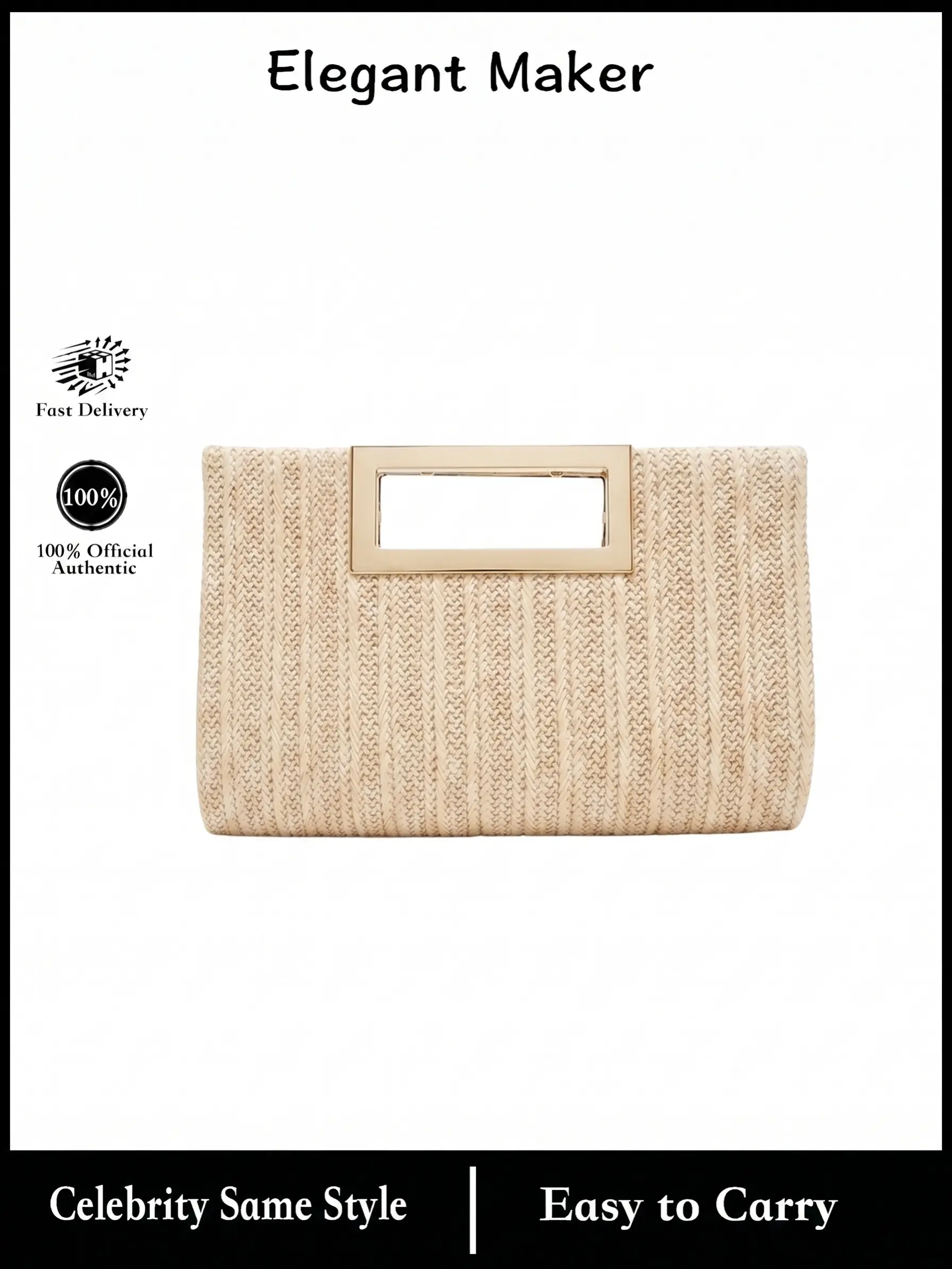 Boho Woven Straw Clutch Bag for Women, Square Cut-Out Handle, Lightweight Shoulder Handbag with Detachable Chain, Perfect for Summer Events, Evening Chain Purses, Boho Style Handbag