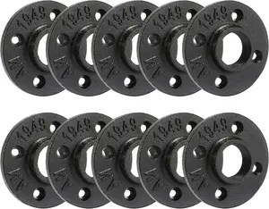 1" Heavy Duty Black Floor Flange,  10 Pack Malleable iron Pipe Flange for Industrial  style, Flanges with Threaded Hole for DIY Project/Furniture/Shelving Decoration(1", 10)