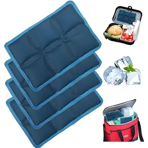 4pcs Ice Packs for Lunch Boxes & Coolers - Reusable,Lightweight Cooler Ice Pack for Food Freshness, Drinks Freezer (6"x4"x0.7") - Cooler for Picnic, School, Sports & Camping
